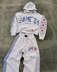 Survêtements d'hiver pour hommes, coupe ample, à capuche, entièrement imprimés, unis, respirants, streetwear, polaire, lavage à l'acide, OEM personnalisé, 100% coton, ajouter - Product Image 4