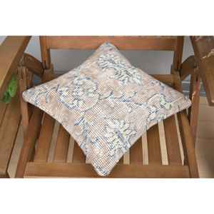 Beige Wool Kantha Patchwork <b>Pillow</b> 14x14 Inch Luxury Vintage Embroidered Fluffy Rustic Throw <b>Pillow</b> for Floor Use - Product Image 4