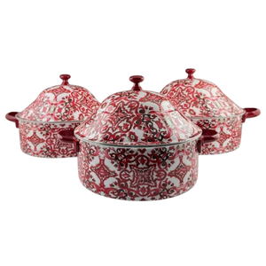 Haute qualité bleu et blanc motif géométrique métal service Pot décoration de Table nourriture servant marmite pour décor à la maison élégant - Product Image 3