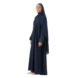 Abaya ouverte bleu marine royale, kaftan moderne et modeste à plusieurs couches pour femmes, style Dubaï, robe kimono islamique à manches longues - Product Image 3