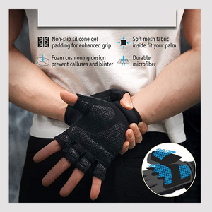 Gants de gymnastique demi-doigts avec logo personnalisé pour hommes femmes gants d'entraînement en néoprène réglables équipement de fitness d'haltérophilie - Product Image 2