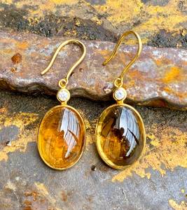 ต่างหูทองซิทรีนสวย24K เครื่องประดับหรูหราสำหรับผู้หญิงอัญมณีสีสดใสมีสไตล์ของขวัญสวมใส่ทุกวันความสุขเป็นแรงบันดาลใจจากพลังงาน - Product Image 5