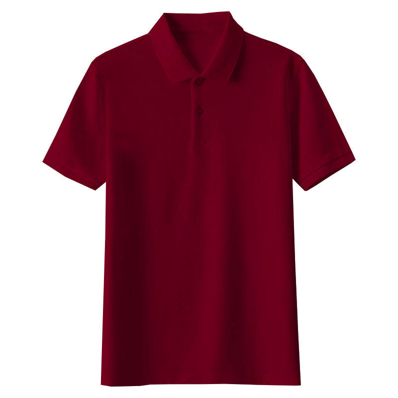 Solid color short-sleeved polo shirt - burgundy