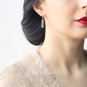 Coloré CZ Pierre Baguette Forme Mix Pierre Argent Crochet Boucle D'oreille En Gros Turc 925 Bijoux En Argent Sterling - Product Image 2