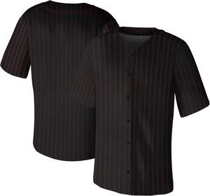 Jersey de béisbol y softball con botón completo, uniforme sublimado personalizado, aparejos, sarga, bordado, nombre del equipo, número, malla, ajuste transpirable - Product Image 1