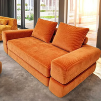 Canapé-lit pliable en velours côtelé avec accoudoirs carrés, canapé modulaire compressible, fauteuil de loisirs confortable et moelleux, canapé paresseux