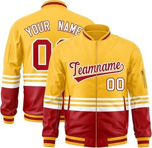 American College Style Varsity Letterman Jacket Bomber de béisbol de poliéster personalizado con parche de logotipo Uniforme de equipo OEM para hombres - Product Image 2