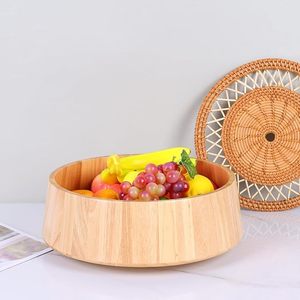 ชามตกแต่งไม้ขนาดใหญ่14นิ้วชามไม้ขนาดใหญ่พร้อมแท่นชามผลไม้สำหรับเคาน์เตอร์ครัวผลไม้อเนกประสงค์ - Product Image 1