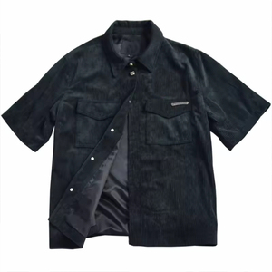 Chemises Boutonnées À Manches Courtes En Lin Et Coton Pour Hommes Poche