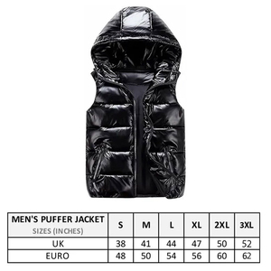 Top à la mode Nylon brillant bouffant sans manches gilet à capuche fermeture éclair poches épais et chaud hommes rembourré sport Gilet et vestes Style de rue - Product Image 6