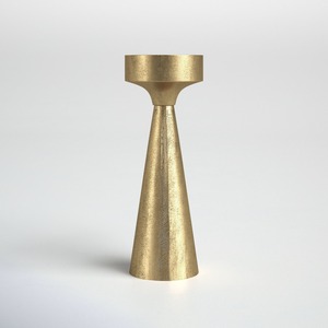Portavelas de Pilar dorado moderno | Un soporte cónico texturizado para Diwali contemporáneo y decoración festiva - Product Image 3