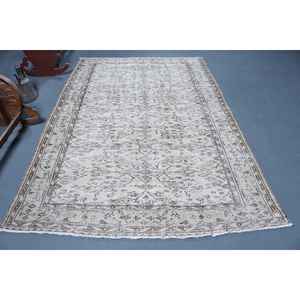 Alfombra Turca Vintage de 5.6x8.2 pies (172x250 cm), Alfombra del Suroeste en Gris Azulado - Product Image 1