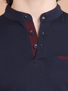 Camiseta de media manga con cuello mandarín para hombre, ropa informal cómoda, 100% de algodón para trajes diarios y oficina - Product Image 2