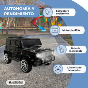 รถยนต์ไฟฟ้าเมอร์เซเดส-เบนซ์สำหรับเด็กอายุ 2-4 ปี ใช้เท้าเหยียบควบคุม พร้อมพอร์ต USB สำหรับบลูทูธ รีโมทคอนโทรล วิทยุ FM ฟังก์ชั่น Mobiclinic และ MP3 ใช้แบตเตอรี่ - Product Image 3