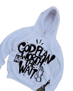 Haute qualité personnalisé 3D bouffée impression Logo hommes surdimensionné thermique polaire survêtement ensemble soleil délavé Patchwork à capuche respirant Plus - Product Image 4