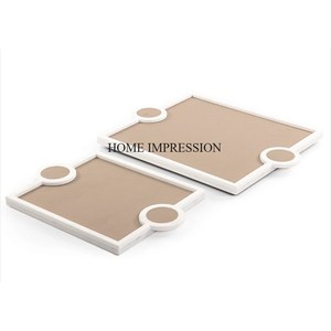 Bandeja de forma redonda pulida brillante con acabado de Color plateado fundido de aluminio de calidad lujosa con bandeja de servicio de diseñador de árbol de coco - Product Image 6