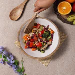 Tazón Redondo de Madera Ecológico Hecho a Mano con Diseño Artístico Esmaltado, Apto para Lavavajillas, Accesorio de Cocina para Comedor Rústico - Product Image 4