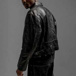 Diseña Tu Propia Chaqueta de Cuero Vacuno sin Cuello para Hombre, de Alta Calidad, Transpirable, de Manga Larga, Estilo Urbano, para Primavera - Product Image 4