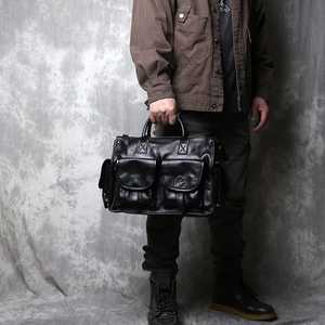 Cowhide Genuine <b>Leather</b> Men Briefcase Laptop <b>Bag</b> Work Business <b>Bag</b> <b>Shoulder</b> Messenger <b>Bag</b> Male Tote Handbag - Product Image 4