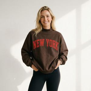 Oversized Women <b>Sequined</b> Mockneck Fleece Pullover Front <b>Long</b> Casual Autumn/Winter Relaxed Loose Fit Street Fashion <b>Top</b> Cozy - Product Image 1