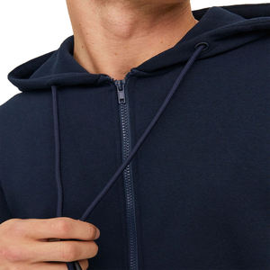 Sweat-shirt à capuche en molleton uni de haute qualité pour homme, streetwear, logo personnalisé, coupe oversize, vente en gros, style hip-hop, fermeture éclair, OEM - Product Image 3