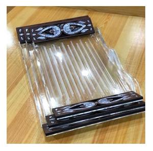 Plateau en bois d'acacia avec incrustation de nacre, style arabe, cadeau pour le Ramadan et l'Aïd, récipient en acrylique, plateau de service pour desserts, couleur personnalisable - Product Image 4