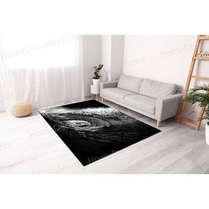 Black And White Surf <b>Rugs</b>, Accent <b>Rugs</b>, Wave <b>Rugs</b>, Custom <b>Rugs</b>, Printed <b>Rug</b>,With Pile Soft <b>Rug</b> - Product Image 2