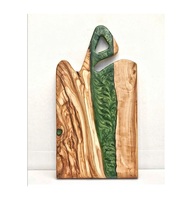 Tabla de Cortar de Madera con Resina Epoxi, Forma Rectangular, Mango de Madera, Ecológica, Ligera, Duradera, Apta para Lavavajillas, Utensilios de Cocina