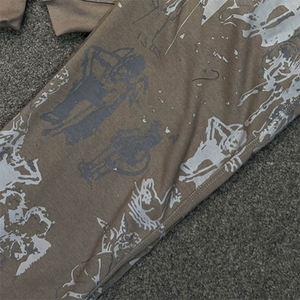 ชุดวอร์มแบบรูดซิปสำหรับผู้ชายชุดวอร์มแบบมีฮู้ดและกางเกงวอร์มซักด้วยกรดมีซิปออกแบบได้ตามต้องการ - Product Image 5