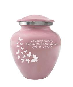 Pink Pet Cremation Urns, Urn for Cats, <b>Dogs</b>, Artwork Cremation Urn, <b>Ash</b> Urns with Personalized Engraving (Butterflies) - Product Image 1