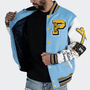 Veste universitaire sur pied personnalisée OEM pour hommes, vêtements d'hiver vintage, blouson bombardier de baseball à logo brodé personnalisé - Product Image 2