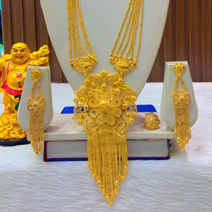 Collier de boucles d'oreilles en cuivre plaqué or 24 carats d'inspiration italienne directement expédié USA France Espagne Turquie Comores - Product Image 1