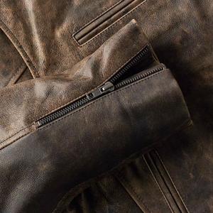 Veste en cuir véritable pour hommes en peau de vache de haute qualité Bomber imperméable d'hiver Vintage élégant Logo avant sur mesure - Product Image 6