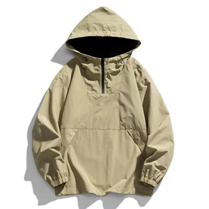 Meilleure vente Street Style veste coupe-vent pour hommes et femmes solide motif toile vêtements fermeture éclair ensemble coupe-vent imperméable - Product Image 6