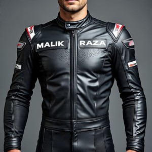 Tenue de moto en cuir de chèvre/buffle Tailles personnalisées disponibles Armure certifiée CE Tenue d'équitation-Malik Raza - Product Image 1