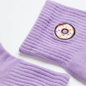 Premium Quality Unisex Wool Knitted Material Lavender <b>Colour</b> Ankle Length <b>Socks</b> With Custom Embroidered Logo For Sale - Product Image 4