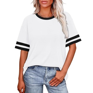 เสื้อยืดผู้หญิงผ้าฝ้าย100% ทึบมาใหม่เสื้อยืดคอกลมไหล่เสื้อครึ่งแขนเสื้อลำลองโอเวอร์ไซส์จากบังคลาเทศ - Product Image 2