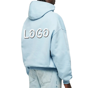 Fabricante Drop Shoulder Algodón Peso pesado Cremallera Sudadera con capucha Logotipo personalizado Oversized Thick Puff Print Zip up Hoodies - Product Image 2
