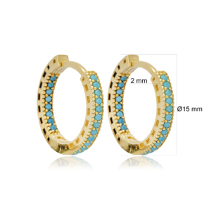 Boucles d'oreilles élégantes en argent sterling 925 turc avec pierre turquoise de 15 mm et design en émail noir - Product Image 5