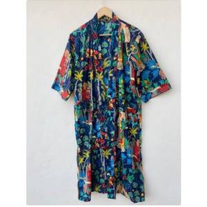Robe Kimono Légère en Coton à Motifs Floraux, Peignoir Respirant Tissé, Vêtement de Nuit, Idéal Cadeau - Product Image 5