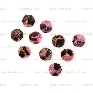 Piedras Preciosas Sueltas de Turquesa Kingman de Alta Calidad al por Mayor, Estilo Moneda Plana de 12 mm, Color Rosa, Negro y Cobre, para la Fabricación de Joyas - Product Image 3