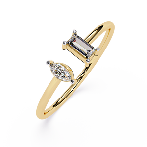 18K Gold Baguette Marquise Diamond Stackable Open Claw <b>Adjustable</b> <b>Ring</b> Natural Diamond Indian Manufacturer Fine Jewellery - Product Image 6