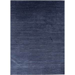 Alfombra de Lana Anudada a Mano Kairos Azul, Rectangular de 9x12, para Decoración de Sala de Estar o Pasillo, Color Sólido, Skwl-455 - Product Image 1