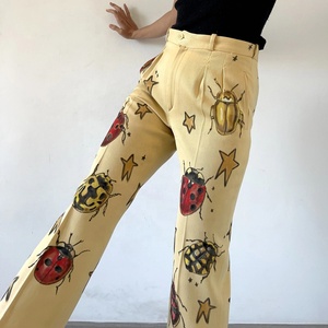 Pantalones de lana acampanados para mujer con bolsillos, cintura media, cierre con cordón, estampado a cuadros, anti-bolitas, ajuste holgado, cómodos y elásticos. - Product Image 5