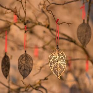 Hoja colgante de metal, adornos navideños, árbol decorativo, decoración colgante, vacaciones, decoración del hogar, accesorios para fiesta festiva - Product Image 5