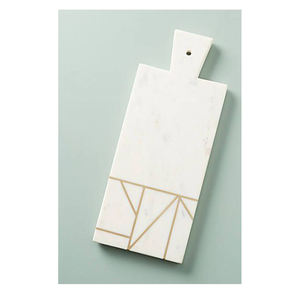 Planche à découper en bois de conception moderne d'or et de marbre pour la coupe de fruits et légumes - Product Image 1