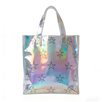 Sacs fourre-tout en PVC holographique irisé arc-en-ciel personnalisés, réutilisables, pour le shopping, avec n'importe quel motif, vente en gros directe usine OEM - Offre Spéciale