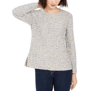 Maglione Casual Vintage a Righe da Donna Style & Co, Traspirante, Sottile, Extra Small, Grigio con Decorazione a Bottoni per Autunno Inverno - Product Image 1