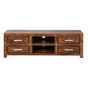 Meuble de salon minimaliste en bois de chêne, meuble Tv - Product Image 1