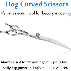 กรรไกรตัดขนสัตว์เลี้ยงแบบมีใบมีดโค้งคมกรรไกรตัดขนสัตว์เลี้ยงทำจากวัสดุขัดเงาพร้อมที่วางนิ้วสองชั้น - Product Image 6